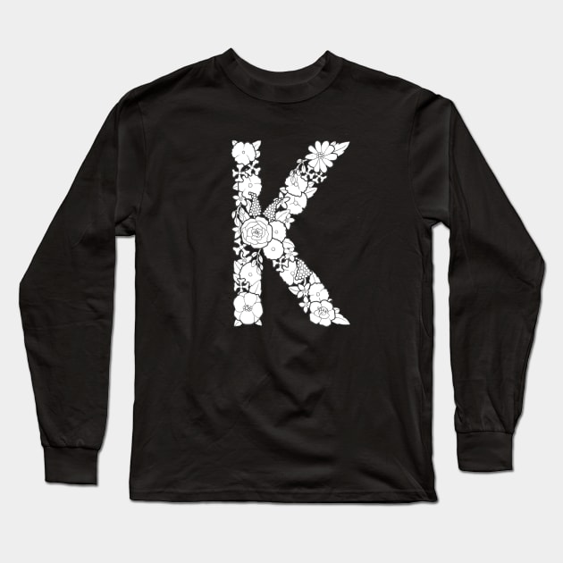 Floral Letter K Long Sleeve T-Shirt by Litedawn